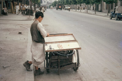 a candy man with a cart