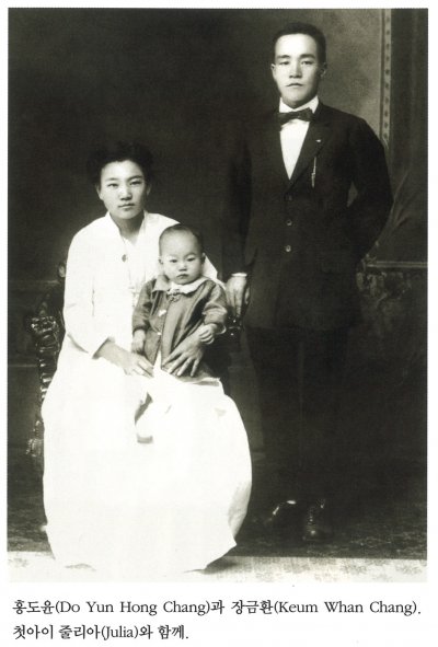 홍도윤(Do Yun Hong Chang)과 장금환(Keum Whan Chang). 첫 아이 줄리아(Julia)와 함께